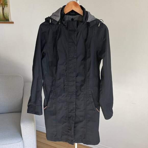 Eddie Bauer Fall Coat Jacket Black Removable Lining 3/4 Length FLAWS Size Medium - Picture 3 of 16